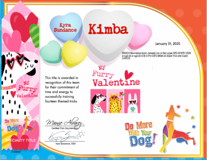 My Furry Valentine Certificate, Ribbon, Sticker